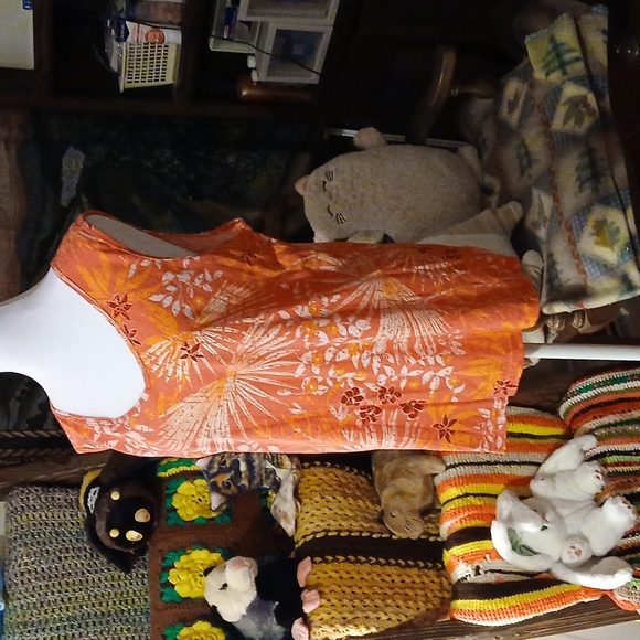 Basic Editions Women's Cotton XXL Pink Hawaiian Print Tank Top - Picture 3 of 12